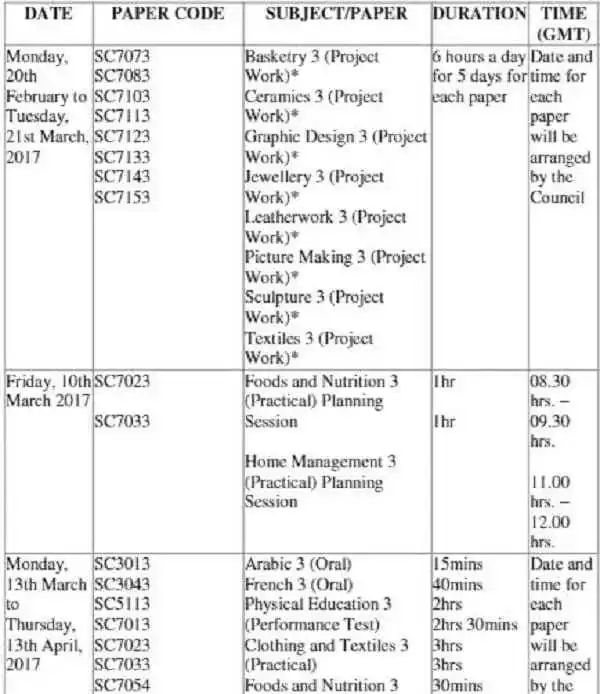 WAEC Releases Timetable For May/June 2017